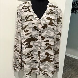 Torrid Sheer Camouflage Button Down